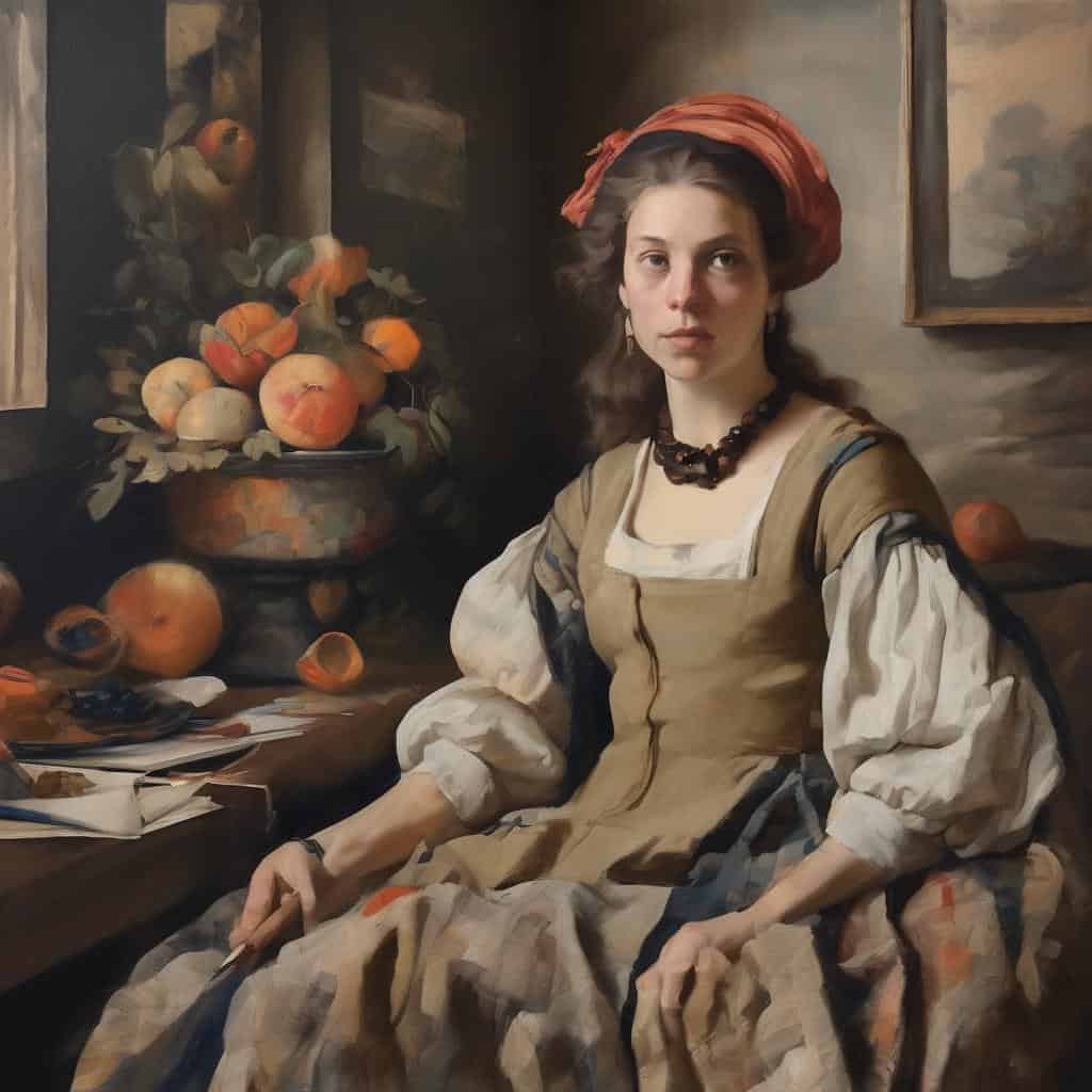 Νεαρή γυναίκα σε ελαιογραφία, κοινωνία και εξπρεσιονισμός, τέχνη και κοινωνικές αναφορές.